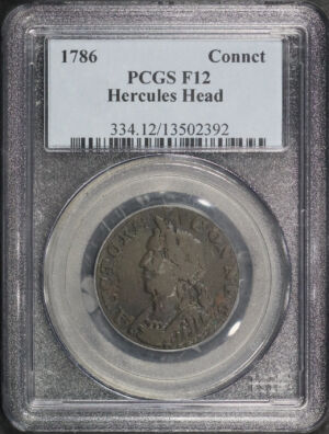 Obverse of this 1786 Colonial Hercules PCGS F-12 BN