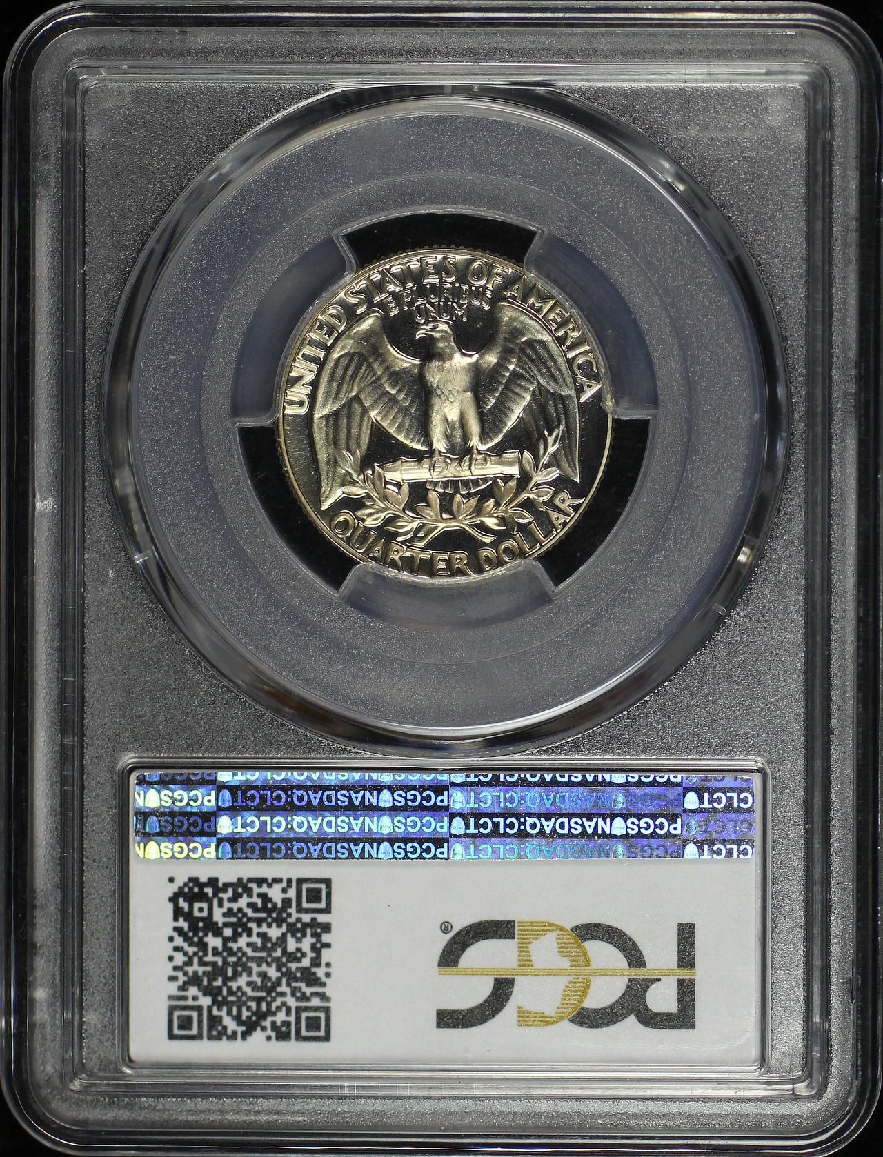 Reverse of this 1969-S Washington Quarter Repunched Mintmark FS-501 PCGS PR-67