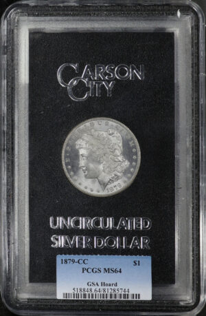 Obverse of this 1879 Morgan Dollar PCGS MS-64 GSA Hard Pack With Box GSA Hoard