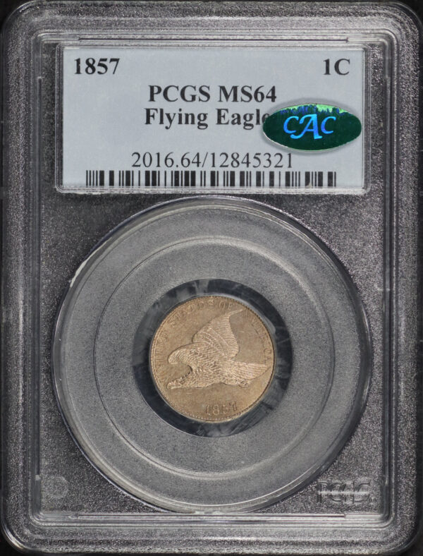 Obverse of this 1857 Flying Eagle Cent PCGS MS-64 CAC