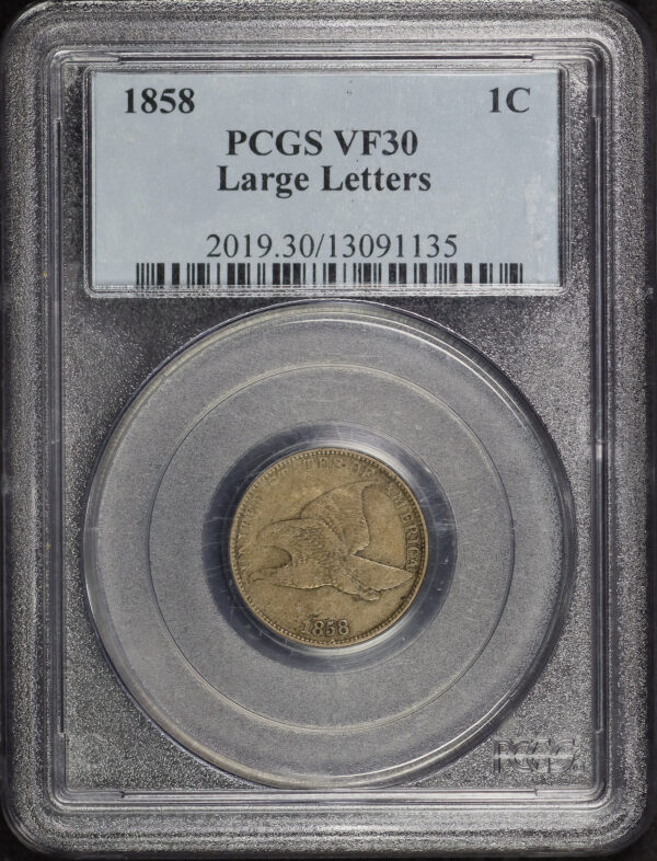 Obverse of this 1858 Flying Eagle Cent Large Letters PCGS VF-30