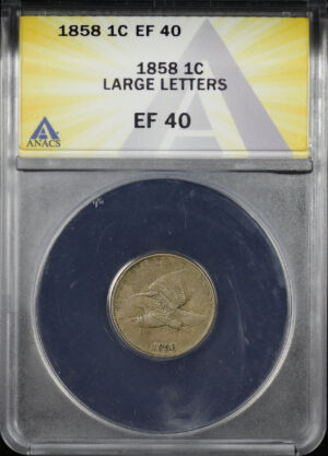 Obverse of this 1858 Large Letters Flying Eagle Cent ANACS EF-40