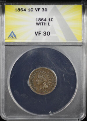 Obverse of this 1864 Indian Cent with L on Ribbon ANACS VF-30