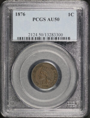 Obverse of this 1876 Indian Cent PCGS AU-50 BN