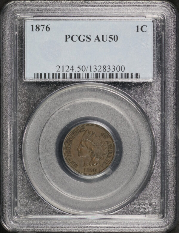Obverse of this 1876 Indian Cent PCGS AU-50 BN