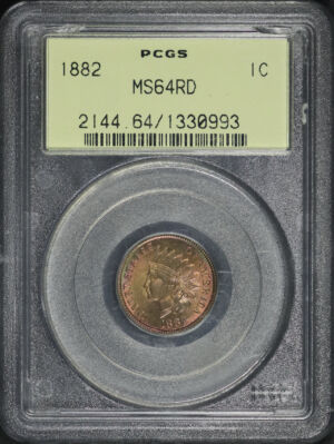 Obverse of this 1882 Indian Cent PCGS MS-64 RD Old Green Holder