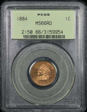Obverse of this 1884 Indian Cent PCGS MS-66 RD Old Green Holder