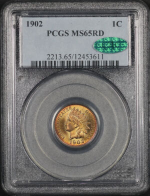 Obverse of this 1902 Indian Cent PCGS MS-65 RD CAC