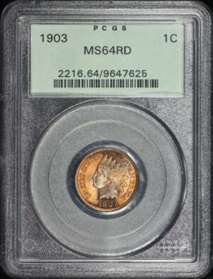 Obverse of this 1903 Indian Cent PCGS MS-64 RD Old Green Holder