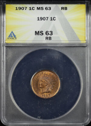 Obverse of this 1907 Indian Cent ANACS MS-63 RB