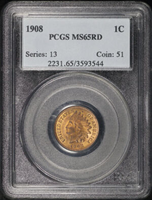 Obverse of this 1908 Indian Cent PCGS MS-65 RD