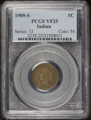 Obverse of this 1909-S Indian Cent PCGS VF-25 BN