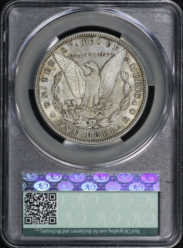 Reverse of this 1890-CC Morgan Dollar Tailbar CACG MS-61