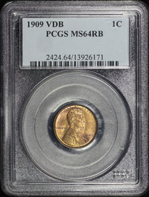 Obverse of this 1909 VDB Lincoln Cent Wheat Reverse PCGS MS-64 RB
