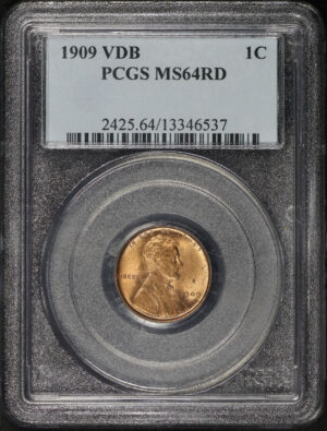 Obverse of this 1909 VDB Lincoln Cent Wheat Reverse PCGS MS-64 RD
