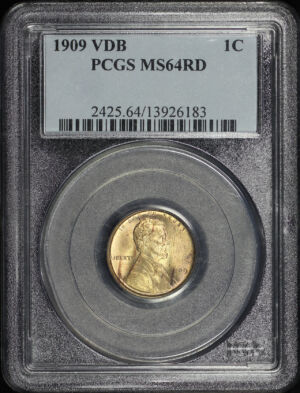 Obverse of this 1909 VDB Lincoln Cent Wheat Reverse PCGS MS-64 RD