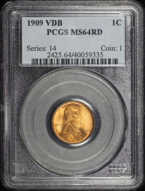 Obverse of this 1909 Lincoln Cent Wheat Reverse PCGS MS-64 RD