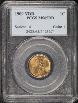 Obverse of this 1909 Lincoln Cent Wheat Reverse PCGS MS-65 RD