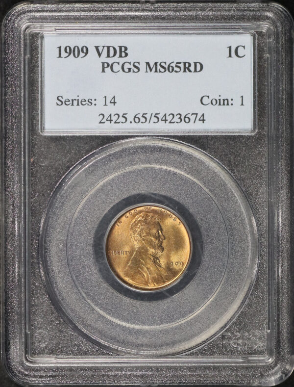 Obverse of this 1909 Lincoln Cent Wheat Reverse PCGS MS-65 RD