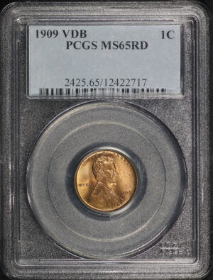 Obverse of this 1909 VDB Lincoln Cent Wheat Reverse PCGS MS-65 RD