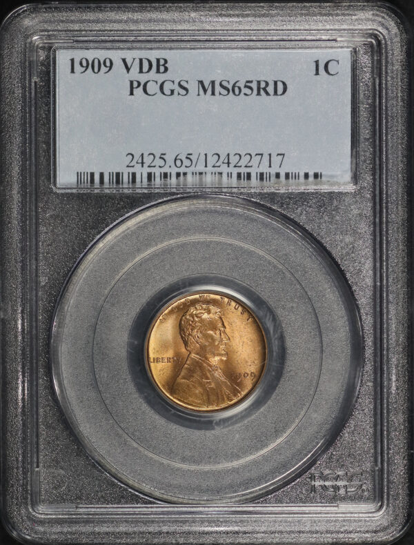 Obverse of this 1909 VDB Lincoln Cent Wheat Reverse PCGS MS-65 RD