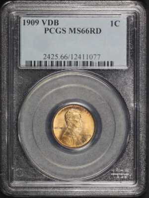Obverse of this 1909 VDB Lincoln Cent Wheat Reverse PCGS MS-66 RD