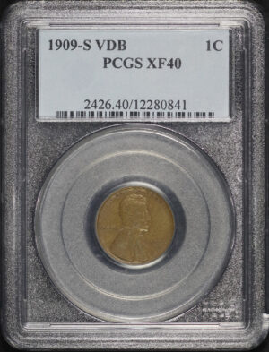 Obverse of this 1909-S VDB Lincoln Cent Wheat Reverse PCGS XF-40 BN