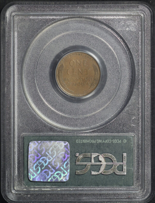 Reverse of this 1909-S VDB Lincoln Cent Wheat Reverse PCGS AU-55 BN Old Green Holder
