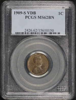 Obverse of this 1909-S VDB Lincoln Cent Wheat Reverse PCGS MS-62 BN