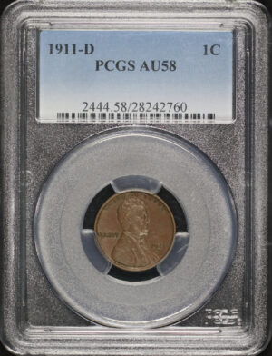Obverse of this 1911-D Lincoln Cent Wheat Reverse PCGS AU-58 BN