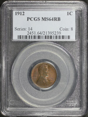 Obverse of this 1912 Lincoln Cent Wheat Reverse PCGS MS-64 RB