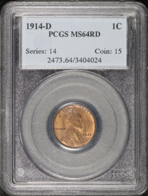 Obverse of this 1914-D Lincoln Cent Wheat Reverse PCGS MS-64 RD