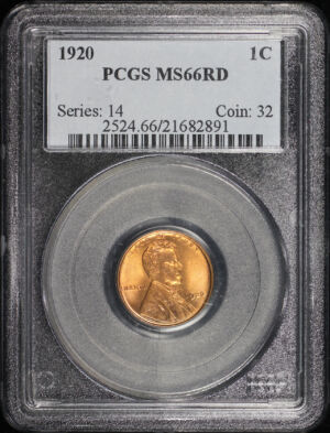Obverse of this 1920 Lincoln Cent Wheat Reverse PCGS MS-66 RD