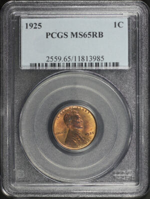 Obverse of this 1925 Lincoln Cent Wheat Reverse PCGS MS-65 RB