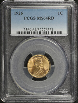 Obverse of this 1926 Lincoln Cent Wheat Reverse PCGS MS-64 RD