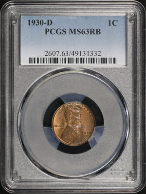 Obverse of this 1930-D Lincoln Cent Wheat Reverse PCGS MS-63 RB