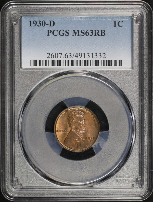 Obverse of this 1930-D Lincoln Cent Wheat Reverse PCGS MS-63 RB