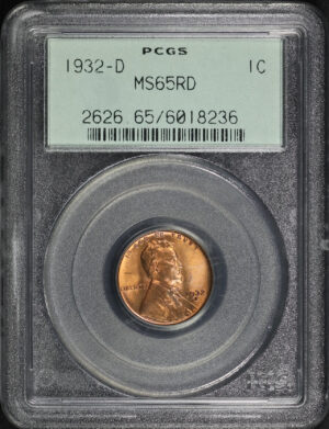 Obverse of this 1932-D Lincoln Cent Wheat Reverse PCGS MS-65 RD