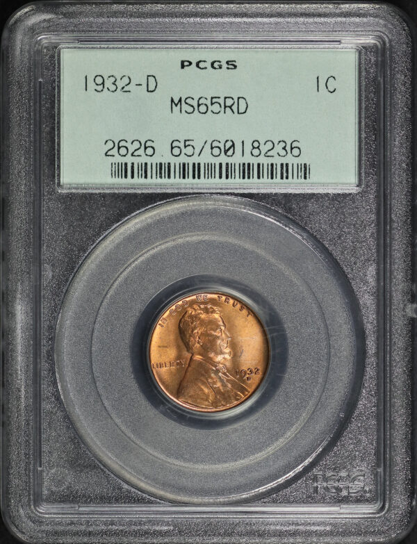 Obverse of this 1932-D Lincoln Cent Wheat Reverse PCGS MS-65 RD