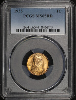 Obverse of this 1935 Lincoln Cent Wheat Reverse PCGS MS-65 RD
