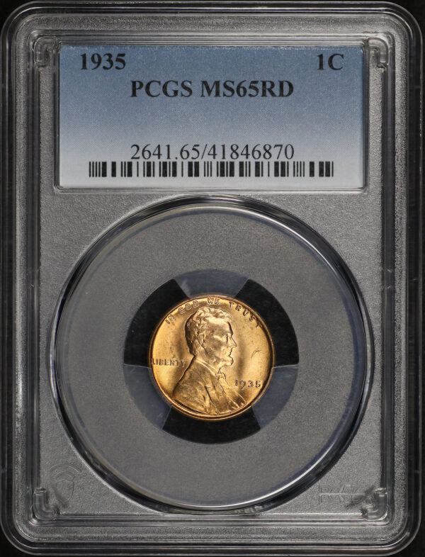 Obverse of this 1935 Lincoln Cent Wheat Reverse PCGS MS-65 RD