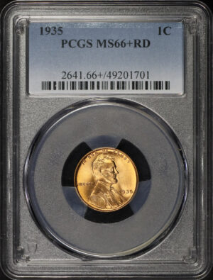Obverse of this 1935 Lincoln Cent Wheat Reverse PCGS MS-66+ RD