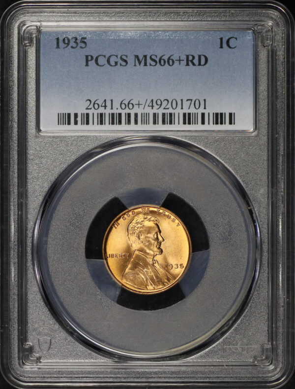 Obverse of this 1935 Lincoln Cent Wheat Reverse PCGS MS-66+ RD