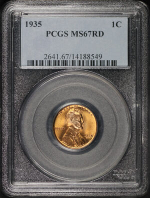 Obverse of this 1935 Lincoln Cent Wheat Reverse PCGS MS-67 RD
