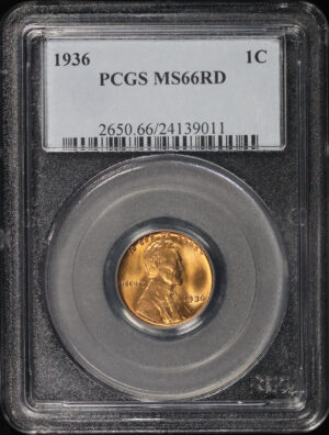 Obverse of this 1936 Lincoln Cent Wheat Reverse PCGS MS-66 RD