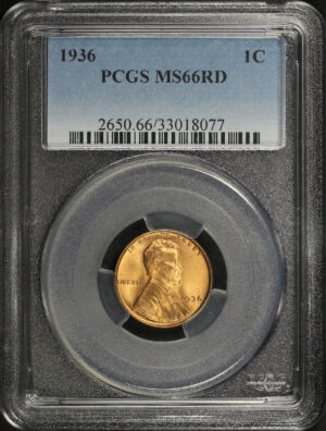 Obverse of this 1936 Lincoln Cent Wheat Reverse PCGS MS-66 RD
