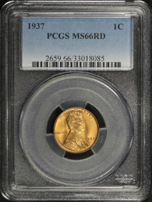 Obverse of this 1937 Lincoln Cent Wheat Reverse PCGS MS-66 RD