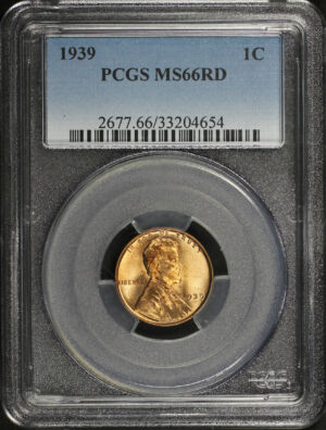 Obverse of this 1939 Lincoln Cent Wheat Reverse PCGS MS-66 RD