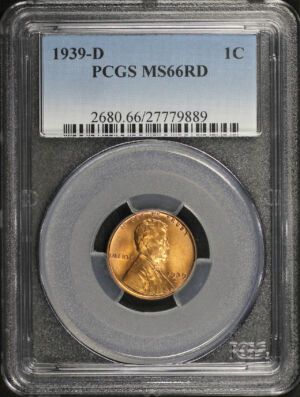 Obverse of this 1939-D Lincoln Cent Wheat Reverse PCGS MS-66 RD