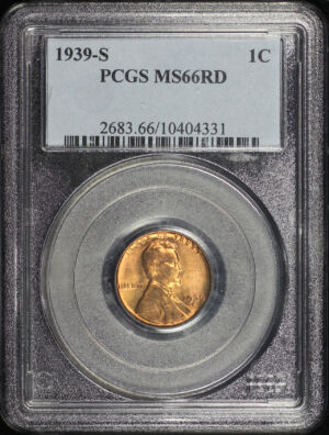 Obverse of this 1939-S Lincoln Cent Wheat Reverse PCGS MS-66 RD